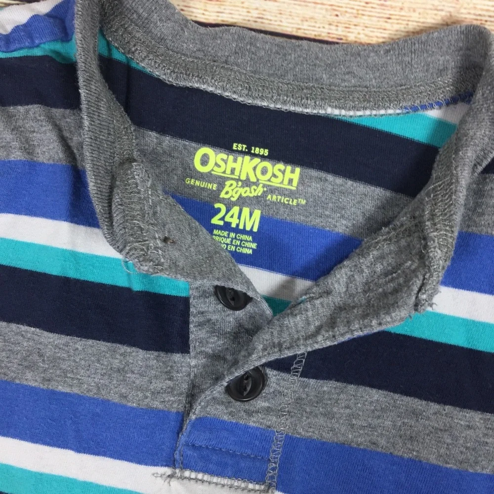 OshKosh Bgosh Blue Striped Long‎ Sleeve Bodysuit